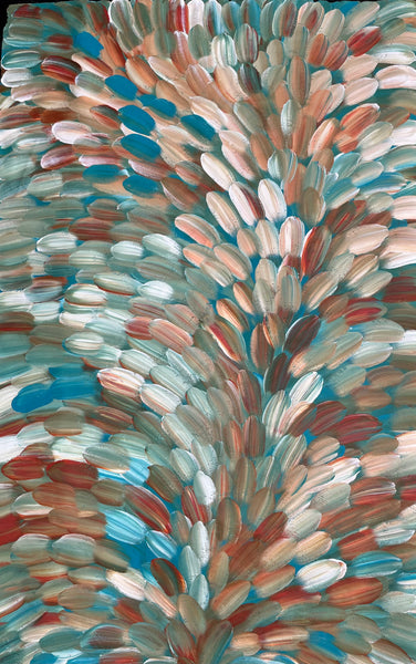 #260 Bush Medicine Leaves (Kookaburra)- LOUISE NUMINA Aboriginal Art:  96cm x 144cm