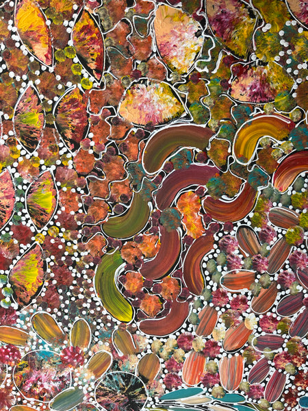 166 Bush Yam Dreaming (Pastels) - RACHAEL NAMBULA: Aboriginal Art 70cm x 92cm