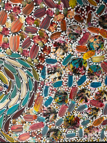 166 Bush Yam Dreaming (Pastels) - RACHAEL NAMBULA: Aboriginal Art 70cm x 92cm