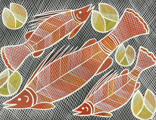 #368 Barramundi Dreaming  - EDDIE BLITNER Aboriginal Art :  40cm x 30cm