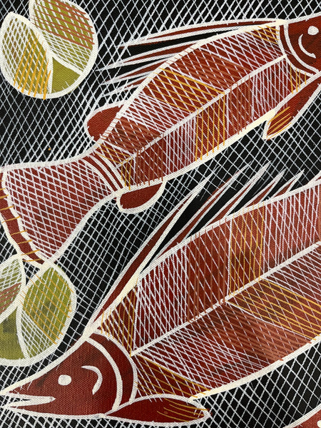 #368 Barramundi Dreaming  - EDDIE BLITNER Aboriginal Art :  40cm x 30cm