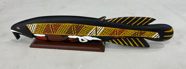 #93 Hand Carved Saratoga - Artist : RODNEY 'JUNGALA' KING  34cm x 7cm x 4cm