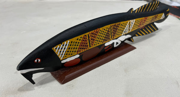 #93 Hand Carved Saratoga - Artist : RODNEY 'JUNGALA' KING  34cm x 7cm x 4cm