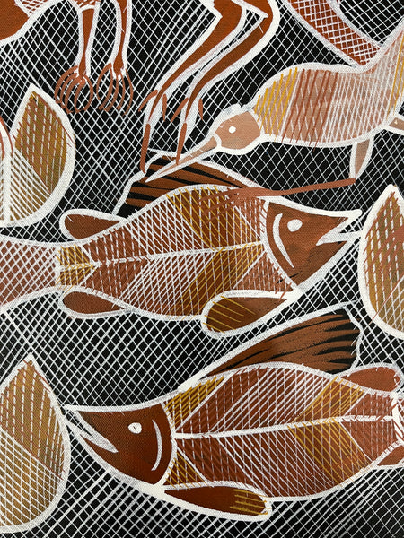 #21 Billabong Scene  - EDDIE BLITNER Aboriginal Art :  35cm x 50cm