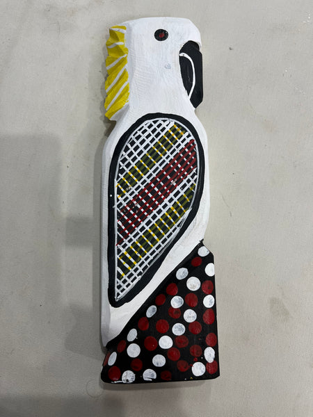 #228 White Cockatoo Carving - KENNY REID: Aboriginal Art: 30cm x 9cm x 4cm