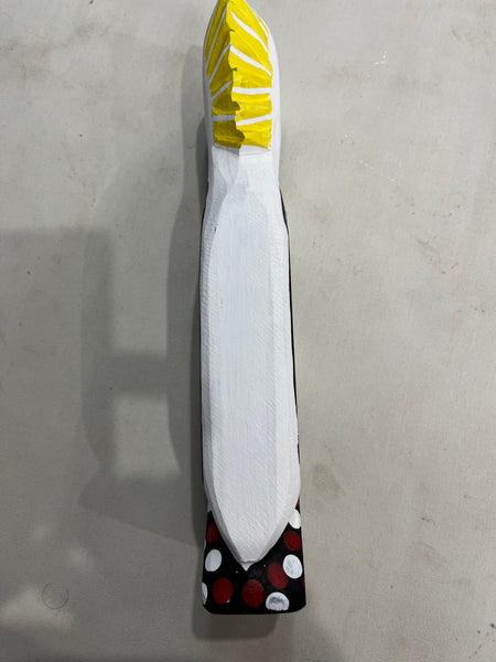 #228 White Cockatoo Carving - KENNY REID: Aboriginal Art: 30cm x 9cm x 4cm