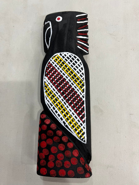 #390 Black Cockatoo Carving - KENNY REID: Aboriginal Art: 30cm x 9cm x 4cm