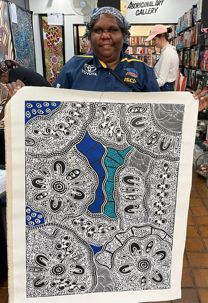 #287 My Country Dreaming (Blues) - SHARON NUMINA : Aboriginal Art: 92 x 70cm