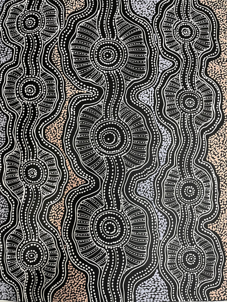 #172 Emu Dreaming (Neutrals) - SHARON NUMINA : Aboriginal Art: 72cm x 94cm
