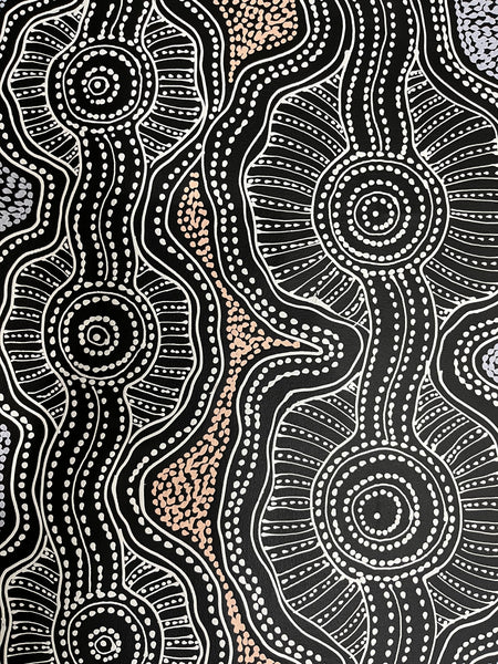 #172 Emu Dreaming (Neutrals) - SHARON NUMINA : Aboriginal Art: 72cm x 94cm