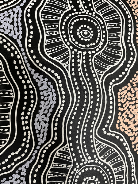 #172 Emu Dreaming (Neutrals) - SHARON NUMINA : Aboriginal Art: 72cm x 94cm