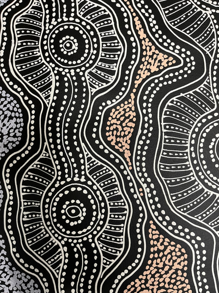 #172 Emu Dreaming (Neutrals) - SHARON NUMINA : Aboriginal Art: 72cm x 94cm