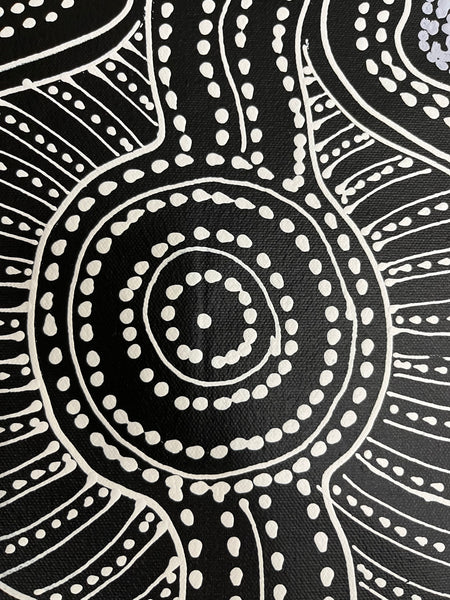 #172 Emu Dreaming (Neutrals) - SHARON NUMINA : Aboriginal Art: 72cm x 94cm