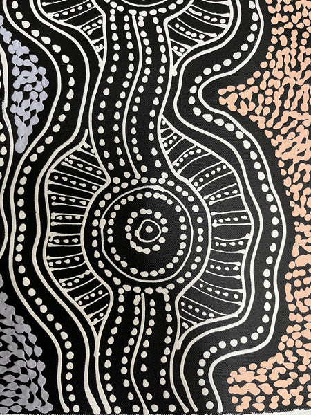 #172 Emu Dreaming (Neutrals) - SHARON NUMINA : Aboriginal Art: 72cm x 94cm