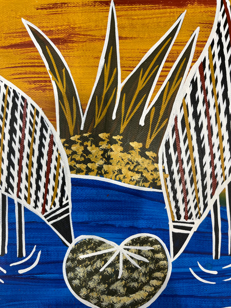 #45 Brolga Dreaming - CHRISTINE BURARRWANGA Aboriginal Art:  100cm x 46cm