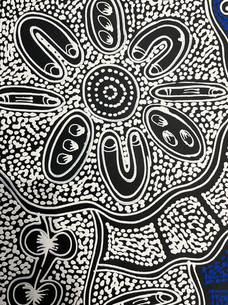 #251 My Country Dreaming (White/Blue) - SHARON NUMINA : Aboriginal Art 70cm x 93cm