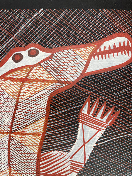 #245 Crocodile Dreaming  - EDDIE BLITNER : Aboriginal Art : 44x95cm