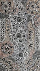 #137 My Country Dreaming (White/Beige) - SHARON NUMINA : Aboriginal Art 146cm x 83cm