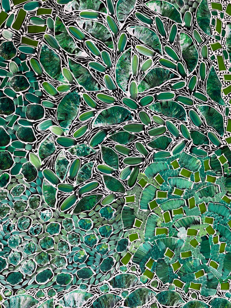#174 Bush Yam Dreaming (Greens) - RACHAEL NAMBULA: Aboriginal Art 200cm x 84cm