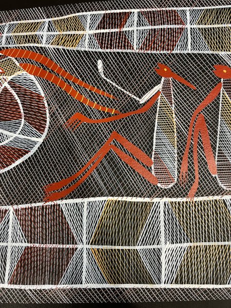 #197 Rainbow Serpent and Mimi Spirits - EDDIE BLITNER : Aboriginal Art : 43x95cm