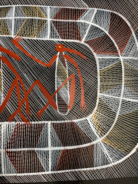 #197 Rainbow Serpent and Mimi Spirits - EDDIE BLITNER : Aboriginal Art : 43x95cm