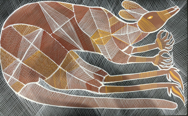 #131 Kangaroo Dreaming - EDDIE BLITNER : Aboriginal Art : 67cm x 42cm
