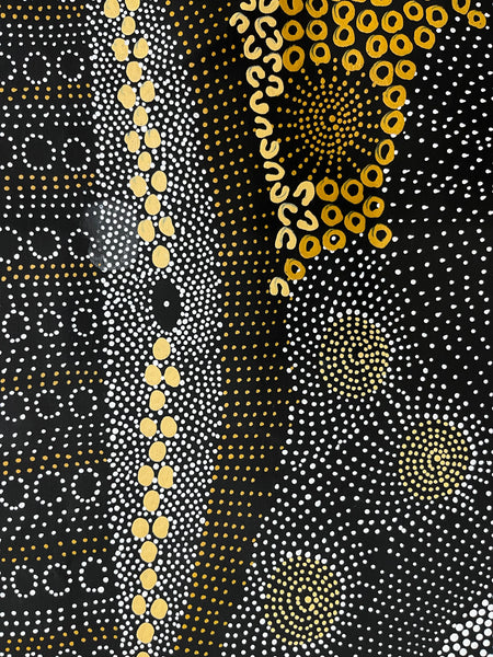 #53 Water Dreaming Ngapa (Earth) JANET LONG NAKAMARRA Aboriginal Art:  93cm x 93cm