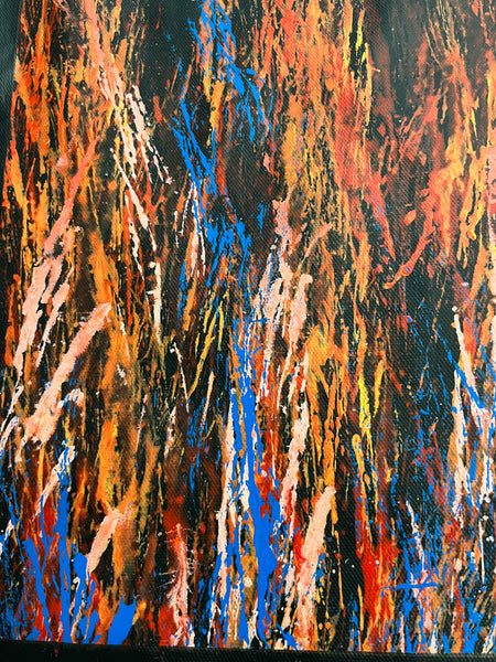 #209 Bush Fire Dreaming - REGGIE SULTAN : Desert Art 69cm x 42cm