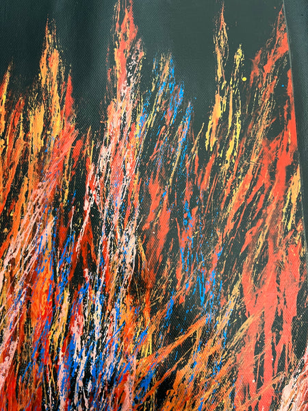 #209 Bush Fire Dreaming - REGGIE SULTAN : Desert Art 69cm x 42cm