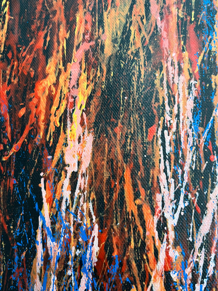 #209 Bush Fire Dreaming - REGGIE SULTAN : Desert Art 69cm x 42cm