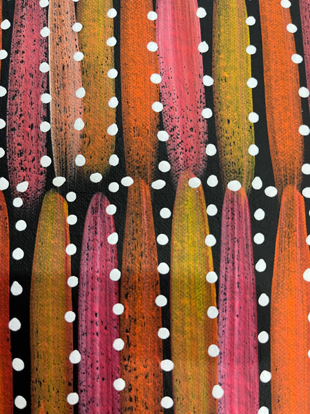 #188 Seeded Bush Yams (Sunset)- SELINA NUMINA :Aboriginal Art:  60cm x 61cm