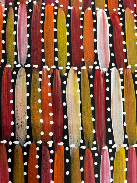 #188 Seeded Bush Yams (Sunset)- SELINA NUMINA :Aboriginal Art:  60cm x 61cm
