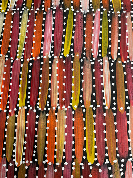 #188 Seeded Bush Yams (Sunset)- SELINA NUMINA :Aboriginal Art:  60cm x 61cm