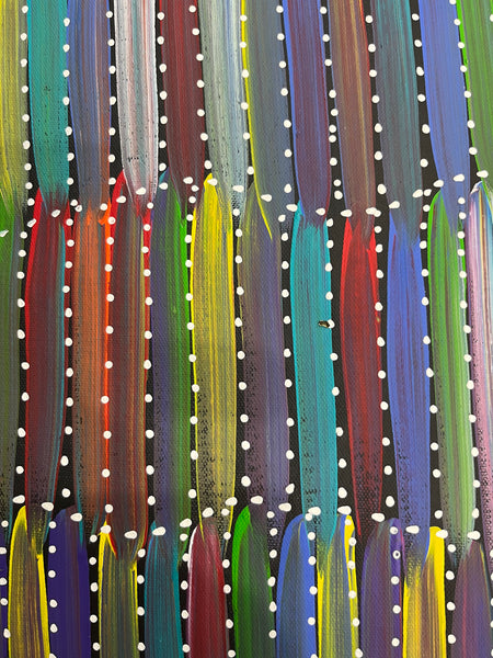 #203 Seeded Bush Yams (Multi)- SELINA NUMINA :Aboriginal Art:  71cm x 92cm