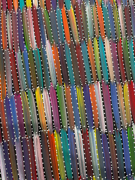 #203 Seeded Bush Yams (Multi)- SELINA NUMINA :Aboriginal Art:  71cm x 92cm