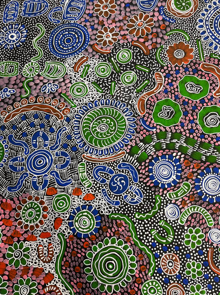 #215 Woman's Ceremony (Multi) - JESSIE BIRD NGALE  Aboriginal Art: 72cm x 94cm