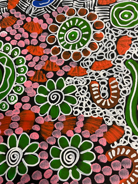 #215 Woman's Ceremony (Multi) - JESSIE BIRD NGALE  Aboriginal Art: 72cm x 94cm