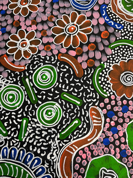 #215 Woman's Ceremony (Multi) - JESSIE BIRD NGALE  Aboriginal Art: 72cm x 94cm