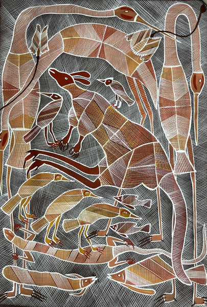 #255 Billabong Dreaming - EDDIE BLITNER : Aboriginal Art : 95cm x 136cm