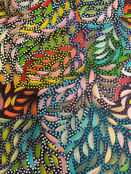 #239 Bush Medicine Leaves and Seeds (Multi) - CAROLINE NUMINA : Aboriginal Art 97x105cm