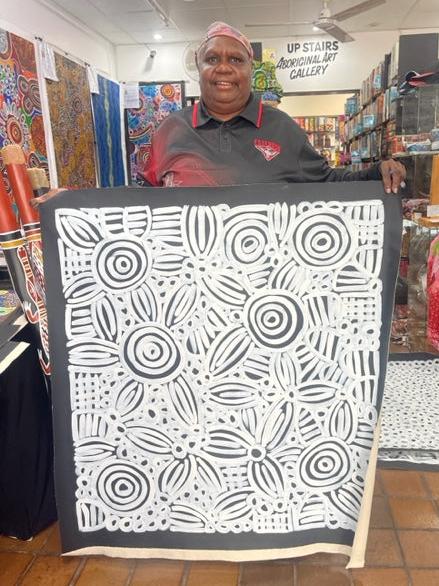 #123 Women's Body Design (Blk/Whte)  LOUISE NUMINA : Aboriginal Art: 96x89cm