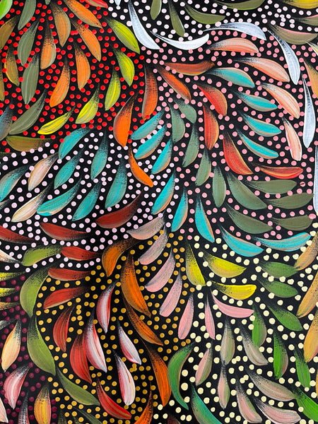 #239 Bush Medicine Leaves and Seeds (Multi) - CAROLINE NUMINA : Aboriginal Art 97x105cm