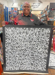 #24 Bush Medicine Leaves & Seeds (Whites) - LOUISE NUMINA : Aboriginal Art: 90x96cm