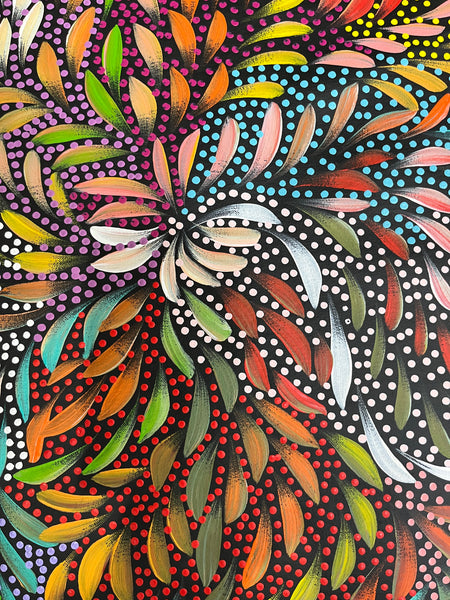 #239 Bush Medicine Leaves and Seeds (Multi) - CAROLINE NUMINA : Aboriginal Art 97x105cm