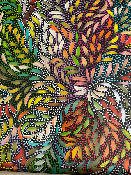 #239 Bush Medicine Leaves and Seeds (Multi) - CAROLINE NUMINA : Aboriginal Art 97x105cm