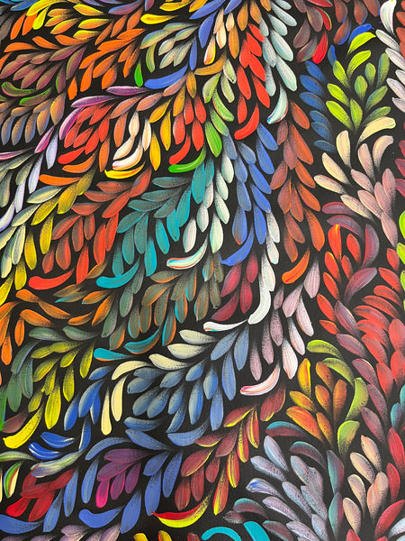 #294 Bush Medicine Leaves (Multi) - LOUISE NUMINA : Aboriginal Art: 200 x 74cm