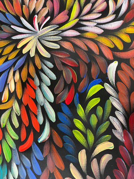 #294 Bush Medicine Leaves (Multi) - LOUISE NUMINA : Aboriginal Art: 200 x 74cm