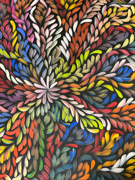 #294 Bush Medicine Leaves (Multi) - LOUISE NUMINA : Aboriginal Art: 200 x 74cm