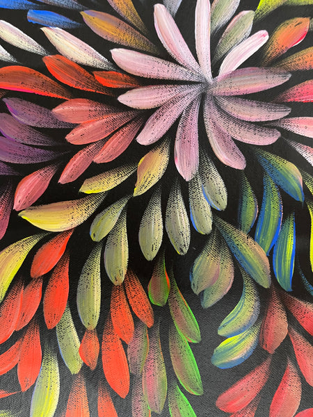 #294 Bush Medicine Leaves (Multi) - LOUISE NUMINA : Aboriginal Art: 200 x 74cm