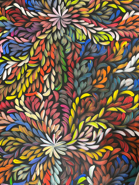 #294 Bush Medicine Leaves (Multi) - LOUISE NUMINA : Aboriginal Art: 200 x 74cm